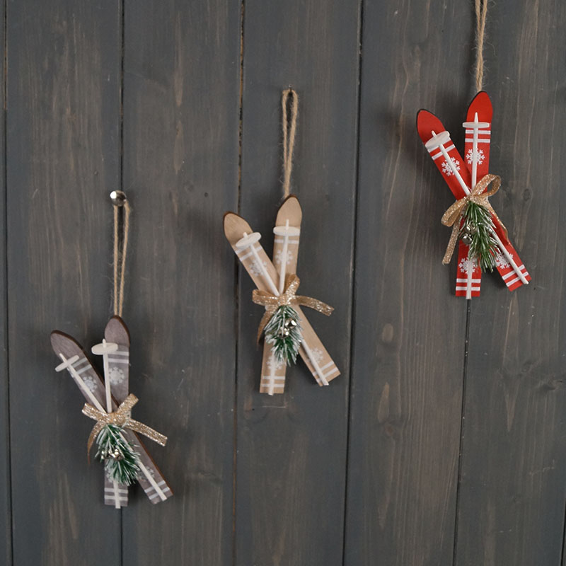 Pair of Natural Wooden Hanging Sleighs (23.5cm) detail page